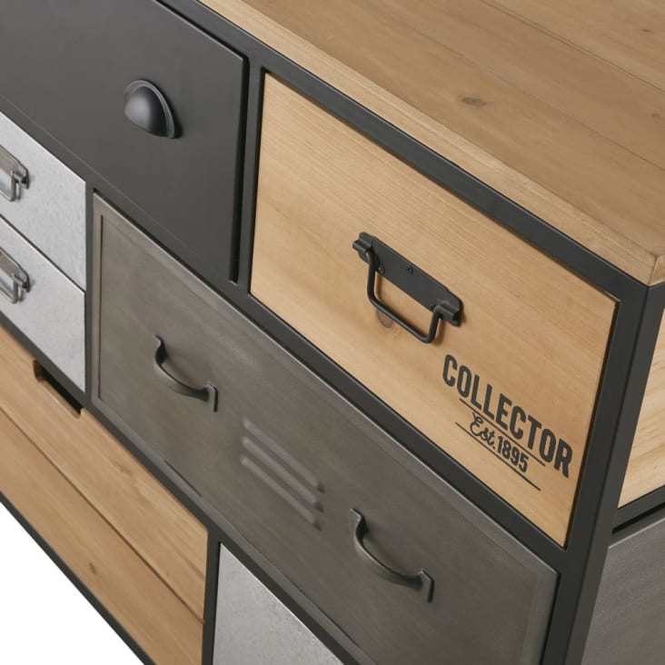 Maisons Du Monde Harvey - Cómoda De 8 Cajones De Metal Y Abeto