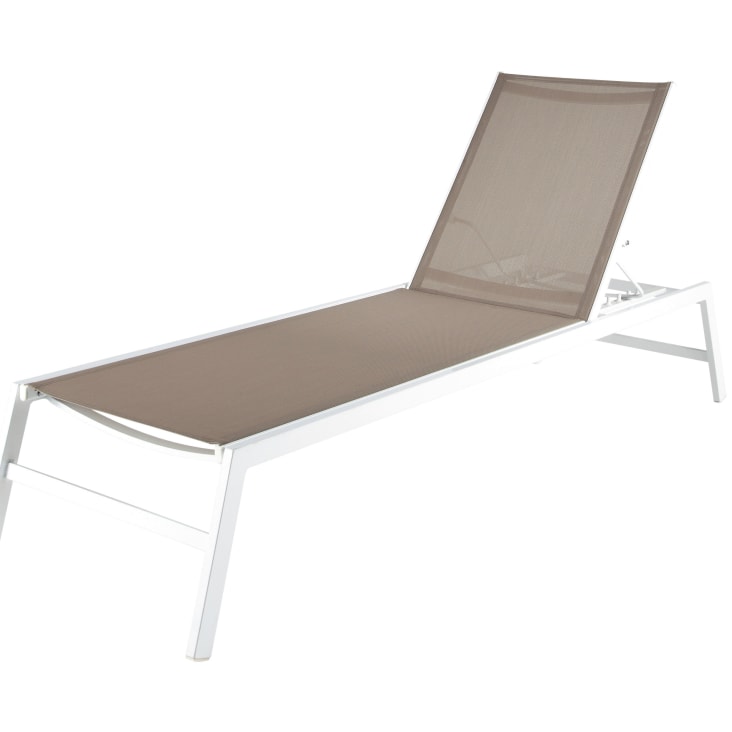 Maisons du Monde Hawai - Tumbona de aluminio blanca y tela plastificada topo