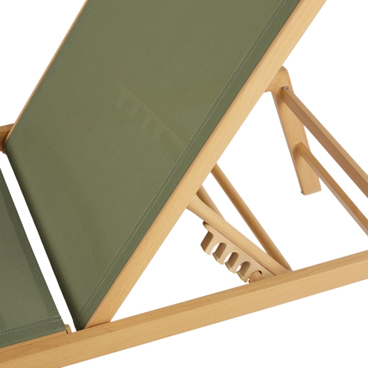 Maisons Du Monde Hawai - Tumbona De Aluminio Efecto Madeira Y Tela Plastificada Verde Caqui