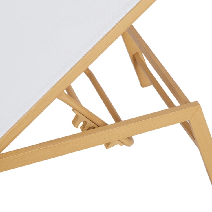 Maisons Du Monde Hawai - Tumbona De Aluminio Efecto Madera Y Tela Plastificada Color Crudo