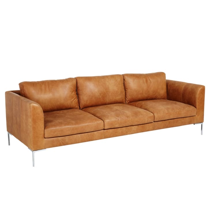 Maisons Du Monde Hayden - Sofá De 3 Plazas De Piel Camel