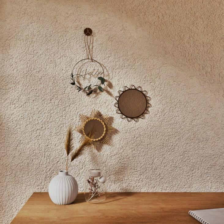 Maisons Du Monde HELLO - Decoración De Pared En Forma De Corona De Metal Dorado Y Flores Secas Beiges Y Verdes 30x40