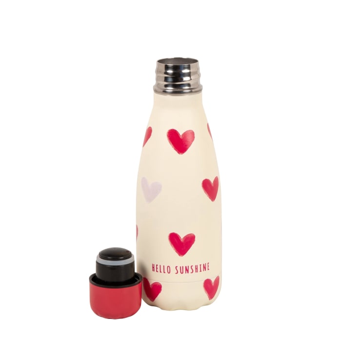 Maisons Du Monde Hello Sunshine - Botella De Acero Inoxidable Crema Beige Con Corazones En Rosa 0.35L