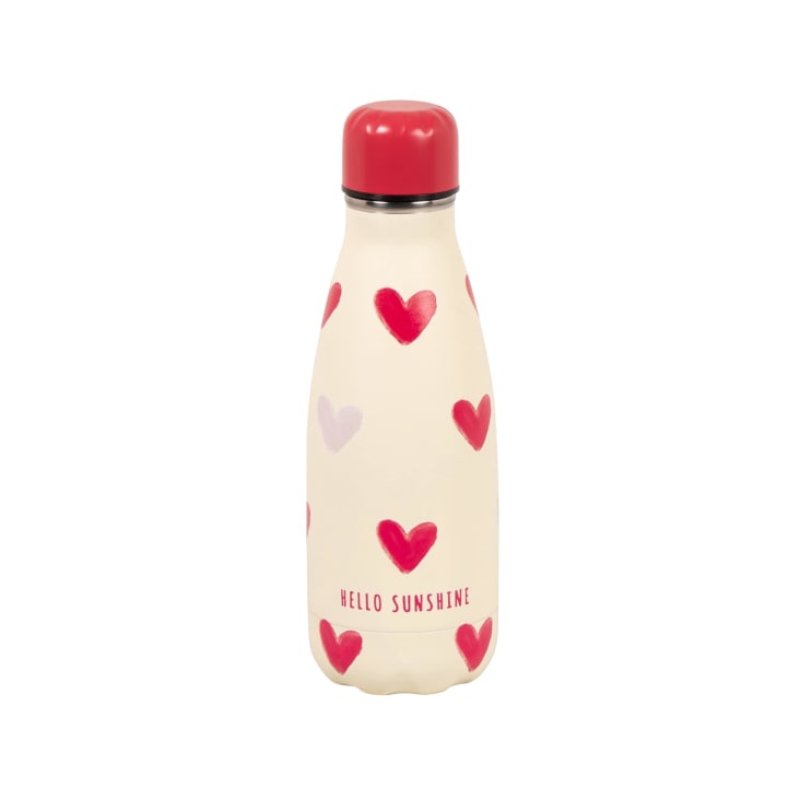 Maisons du Monde Hello sunshine - Botella de acero inoxidable crema beige con corazones en rosa 0.35L
