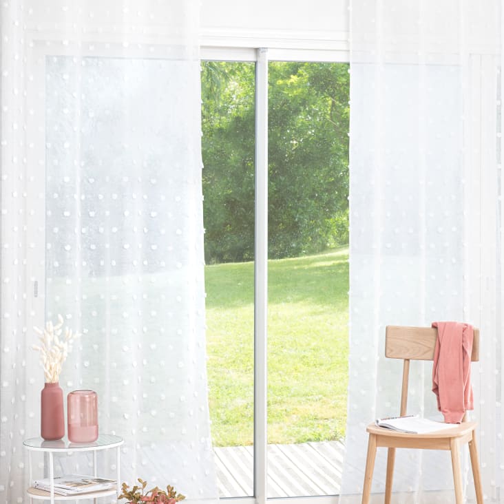 Maisons du Monde HELOISE - Visillo de ojales blanco con pompones 140x250 - la unidad