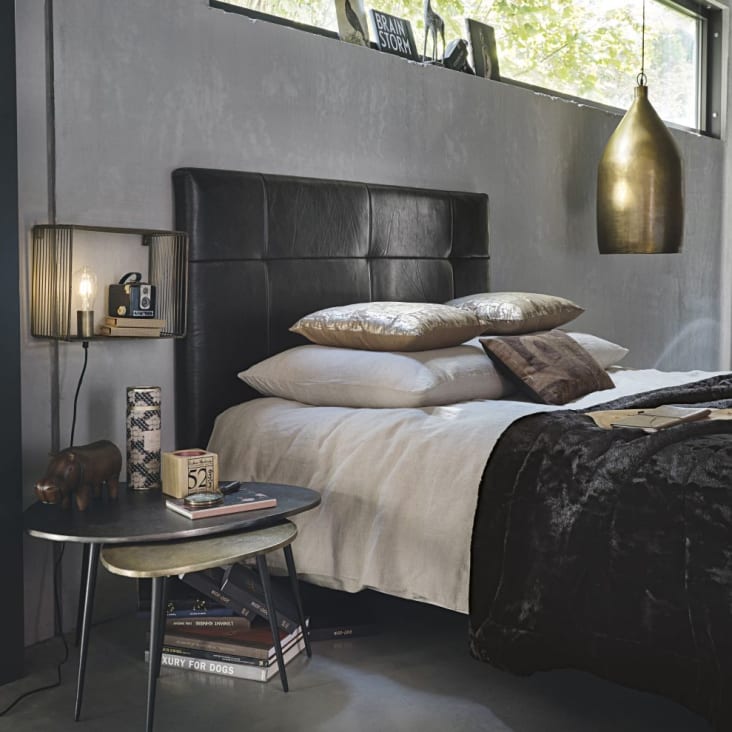 Maisons Du Monde HENRIK - Mesas Auxiliares De Metal Negro Y Dorado Envejecido (x2)