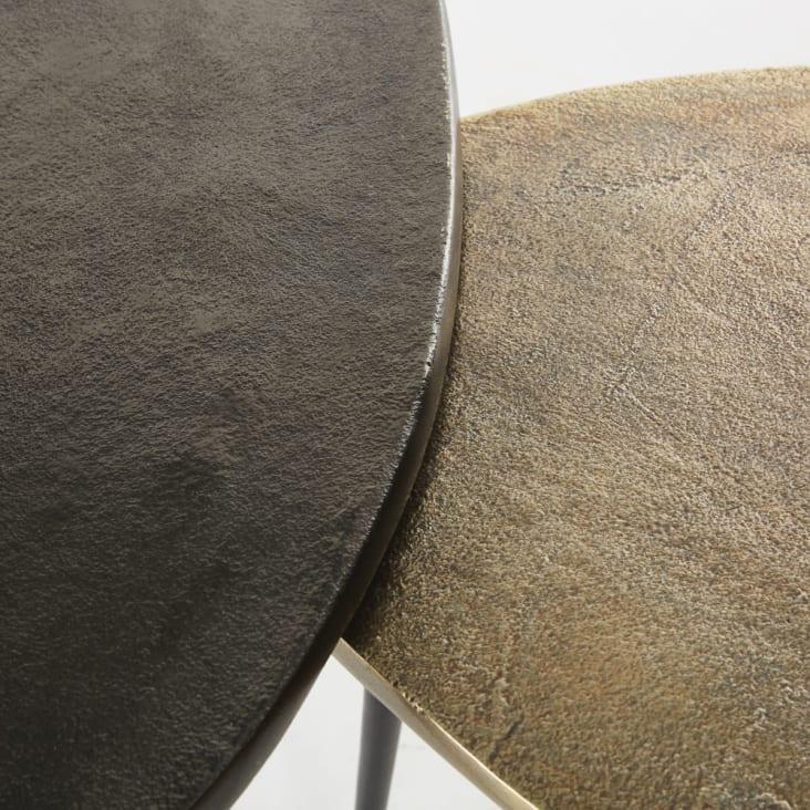 Maisons Du Monde HENRIK - Mesas Auxiliares De Metal Negro Y Dorado Envejecido (x2)