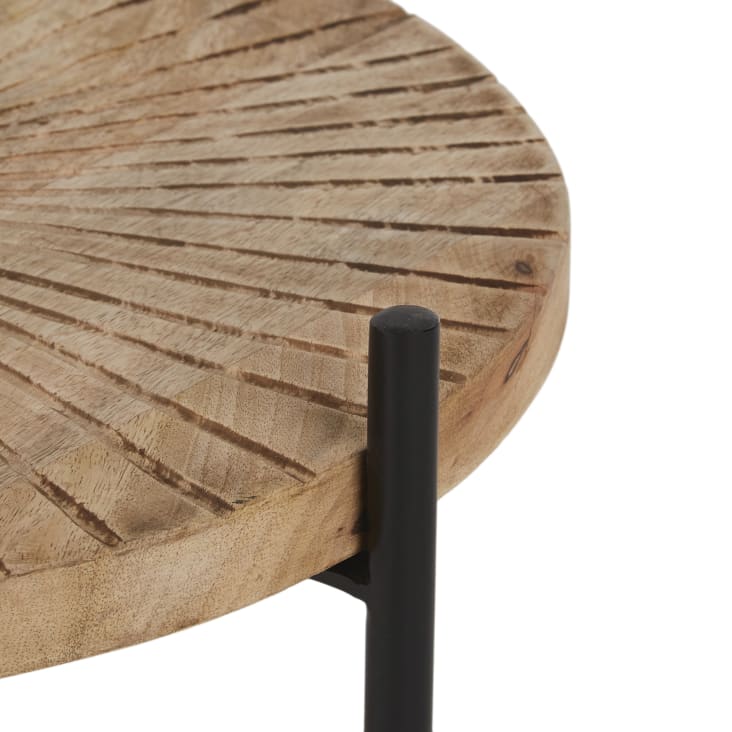Maisons Du Monde HENRY - Mesa Auxiliar De Madera De Mango Tallada Y Hierro Negro