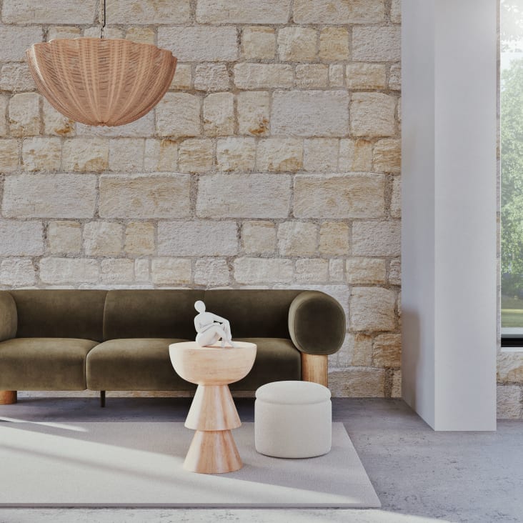 Maisons Du Monde HERACLES - Puf De Rizo Con Espacio De Almacenamiento Color Crudo