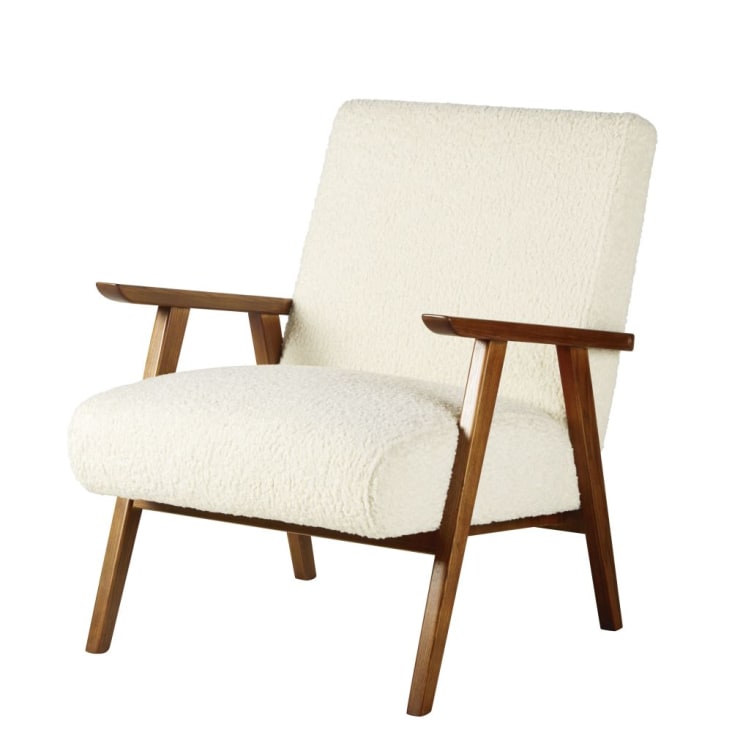 Maisons du Monde Hermann - Sillón de rizo blanco y fresno macizo