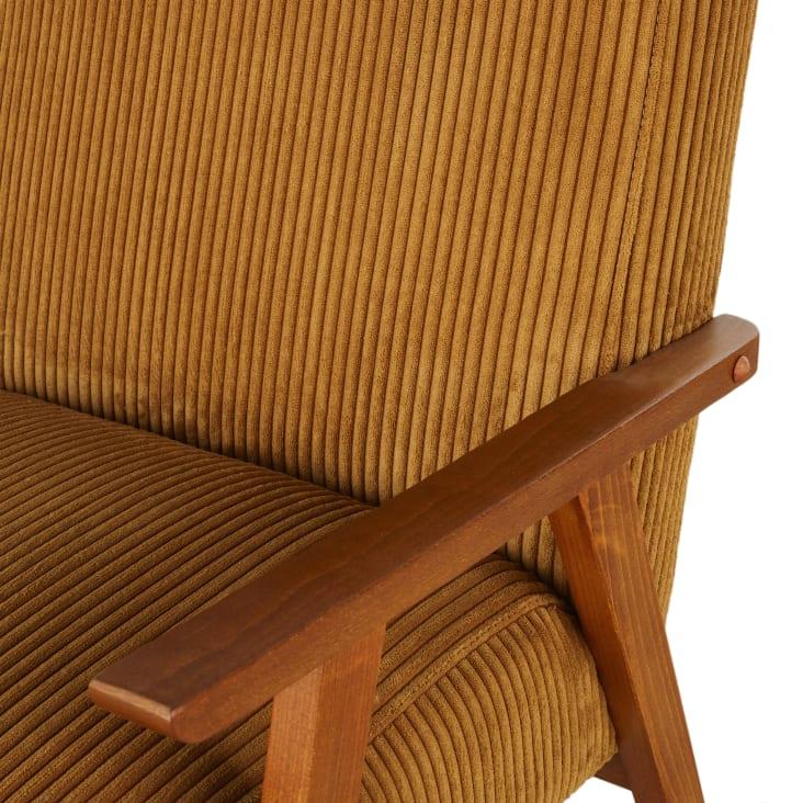 Maisons Du Monde Hermann - Sillón Vintage De Madera De Haya Y Pana Amarillo Mostaza