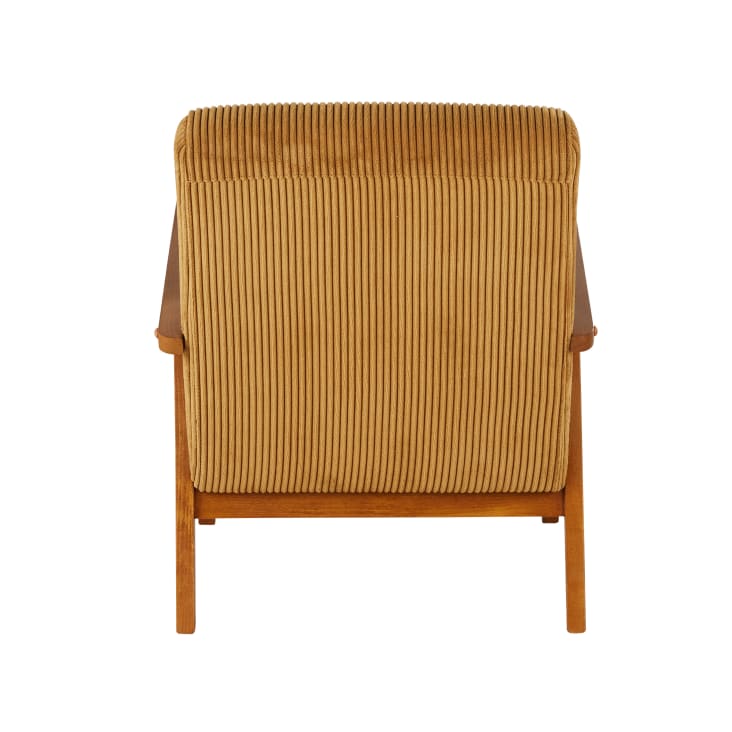 Maisons Du Monde Hermann - Sillón Vintage De Madera De Haya Y Pana Amarillo Mostaza