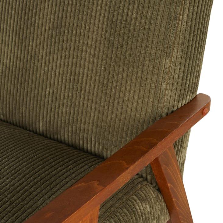 Maisons Du Monde Hermann - Sillón Vintage De Madera De Haya Y Pana Verde Caqui