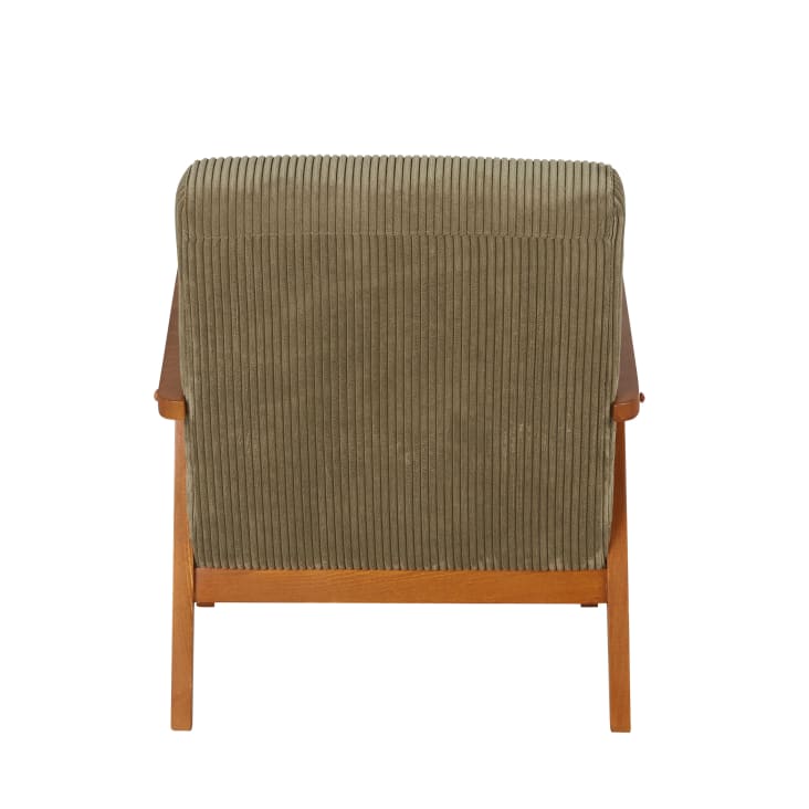 Maisons Du Monde Hermann - Sillón Vintage De Madera De Haya Y Pana Verde Caqui