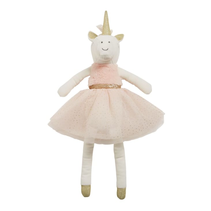 Maisons du Monde HERMIONE - Muñeco unicornio rosa blanco y dorado