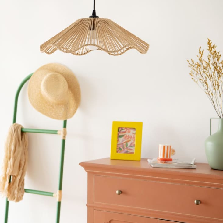 Maisons Du Monde Hermosa - Lámpara De Techo De Papel Trenzado Beige Y Negro D.40