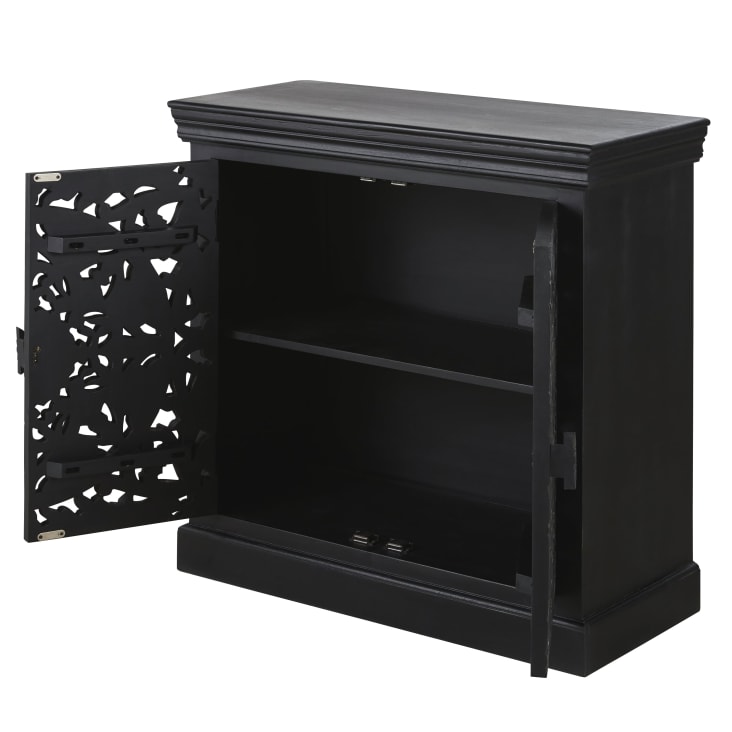 Maisons Du Monde Himalaya - Aparador Con 2 Puertas Negro Carbón Grabado