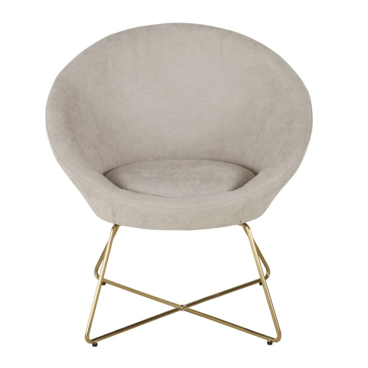 Maisons Du Monde Hipop - Sillón Beige Con Patas De Acero Dorado