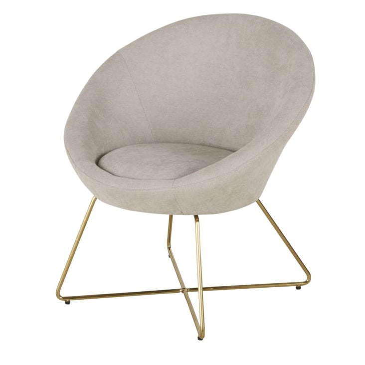Maisons du Monde Hipop - Sillón beige con patas de acero dorado