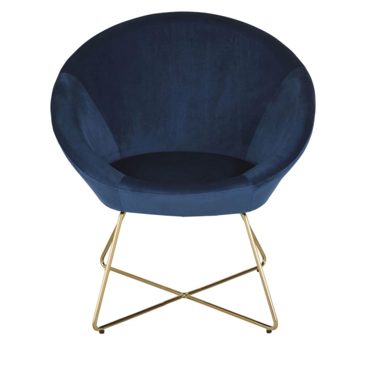 Maisons Du Monde Hipop - Sillón De Terciopelo Azul Con Patas De Acero