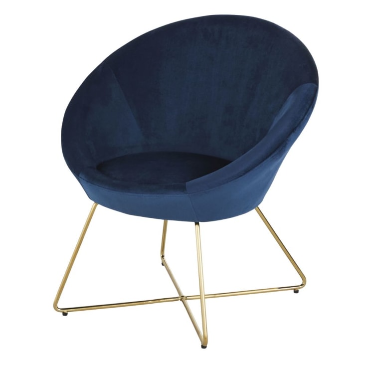Maisons du Monde Hipop - Sillón de terciopelo azul con patas de acero