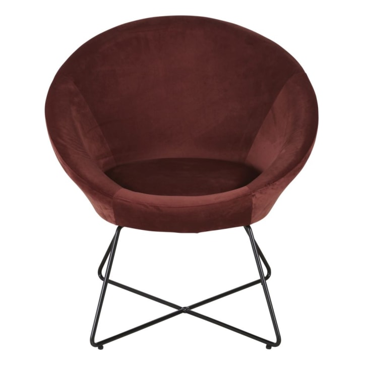 Maisons Du Monde Hipop - Sillón De Terciopelo Terracota Con Patas De Acero Negro