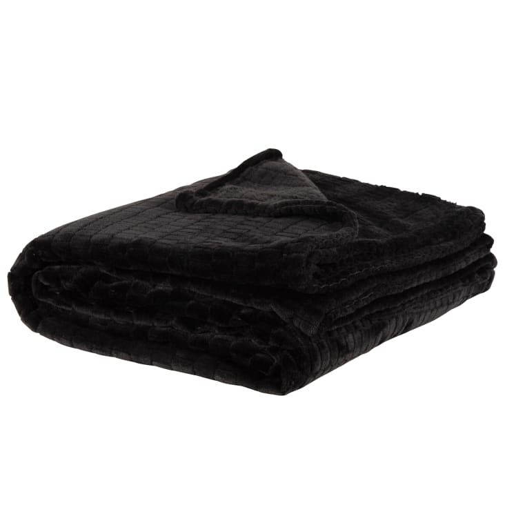 Maisons du Monde Holata - Manta de franela jacquard negra de 230x150 cm