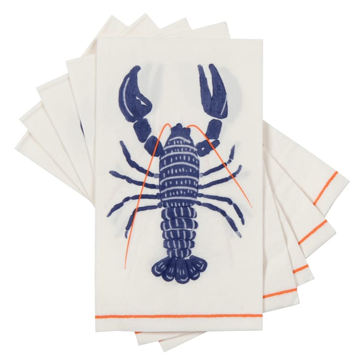 Maisons du Monde Homard - Set de 12 servilletas de papel blanco con langosta azul