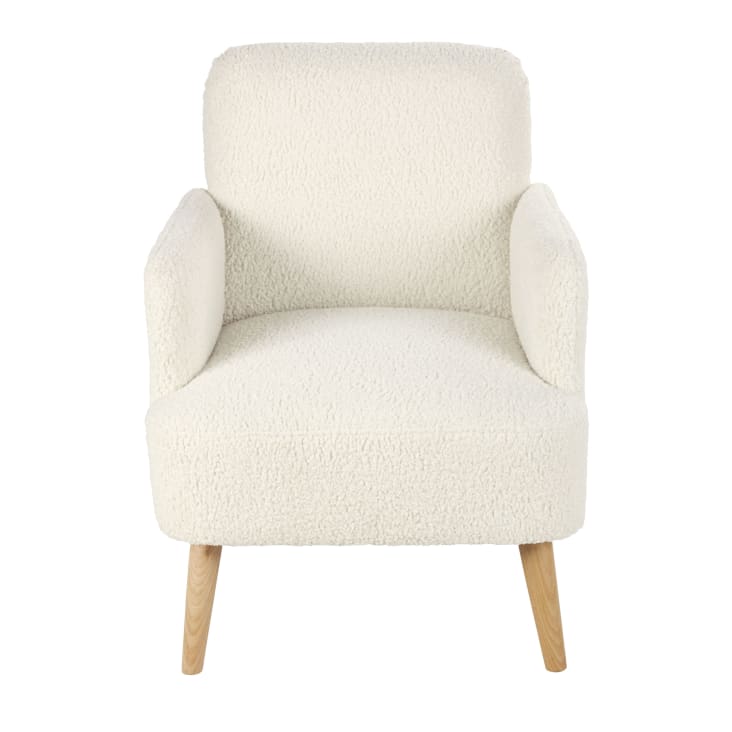 Maisons Du Monde Honey - Sillón De Rizo Blanco Con Patas De Madera De Haya