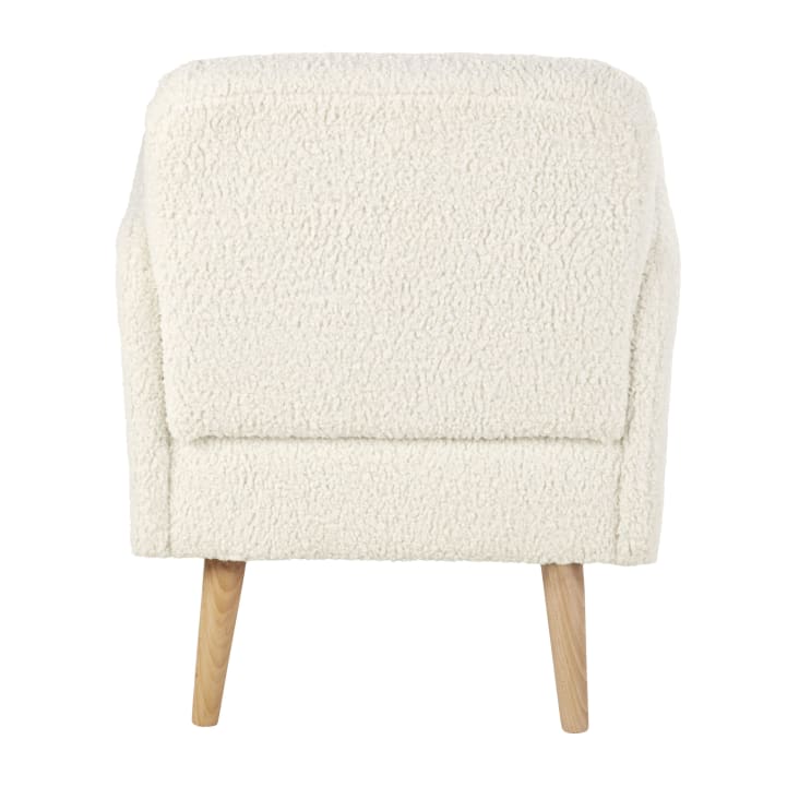 Maisons Du Monde Honey - Sillón De Rizo Blanco Con Patas De Madera De Haya