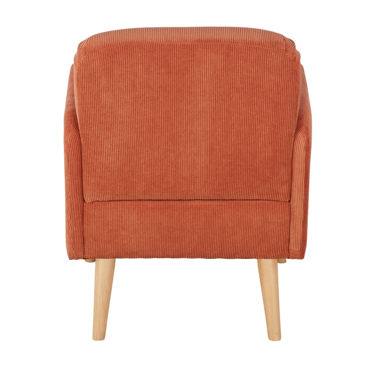 Maisons Du Monde Honey - Sillón De Terciopelo Naranja Con Patas De Madera
