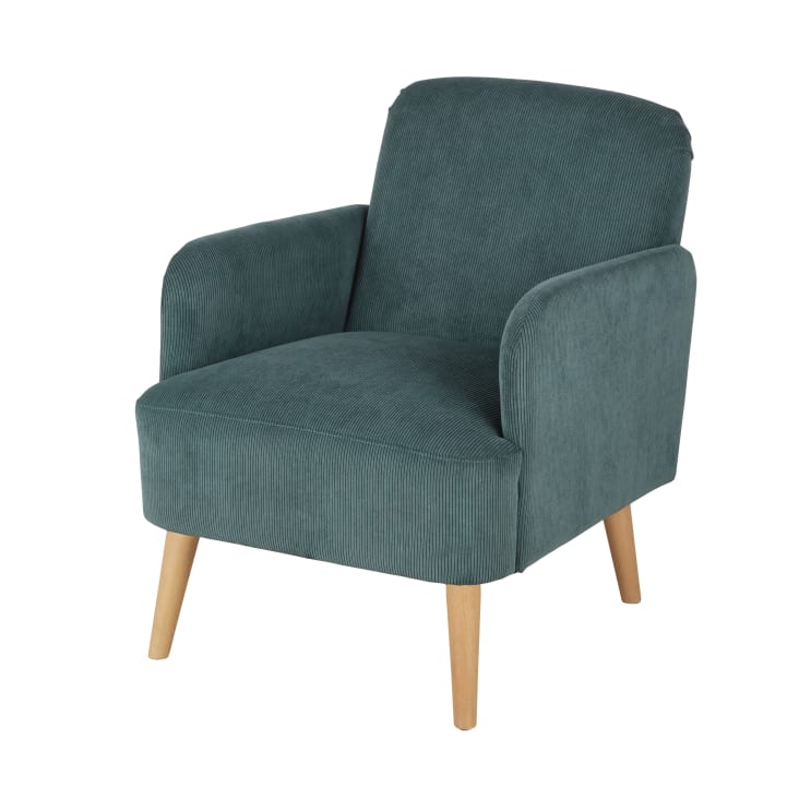 Maisons du Monde Honey - Sillón de terciopelo verde caqui