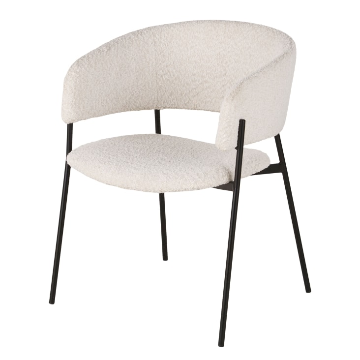 Maisons du Monde Hug - Silla de comedor de tela bouclé color crudo