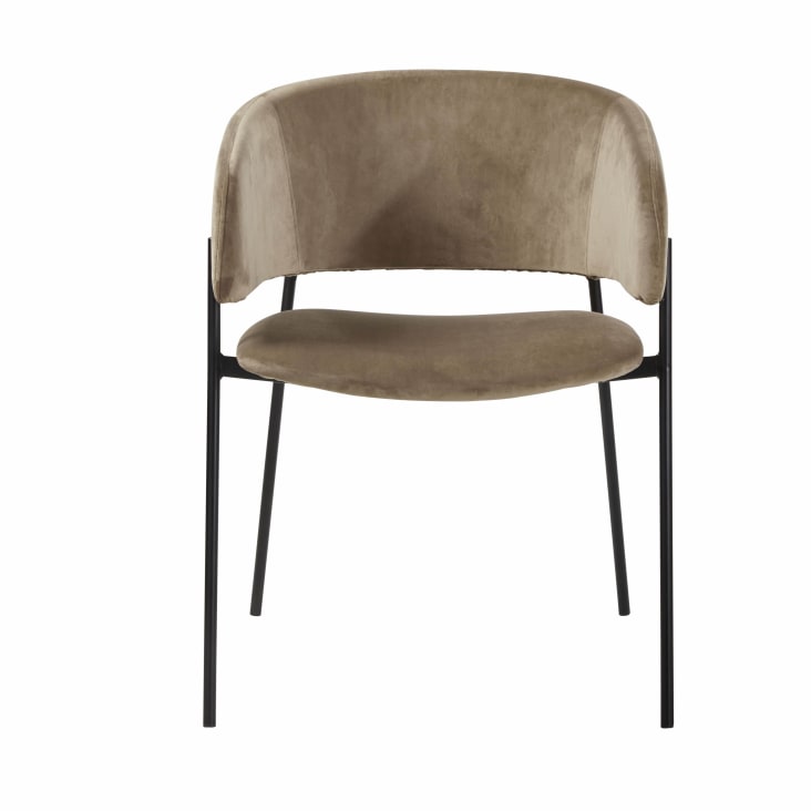 Maisons Du Monde Hug - Silla De Terciopelo Beige Capuchino Con Reposabrazos
