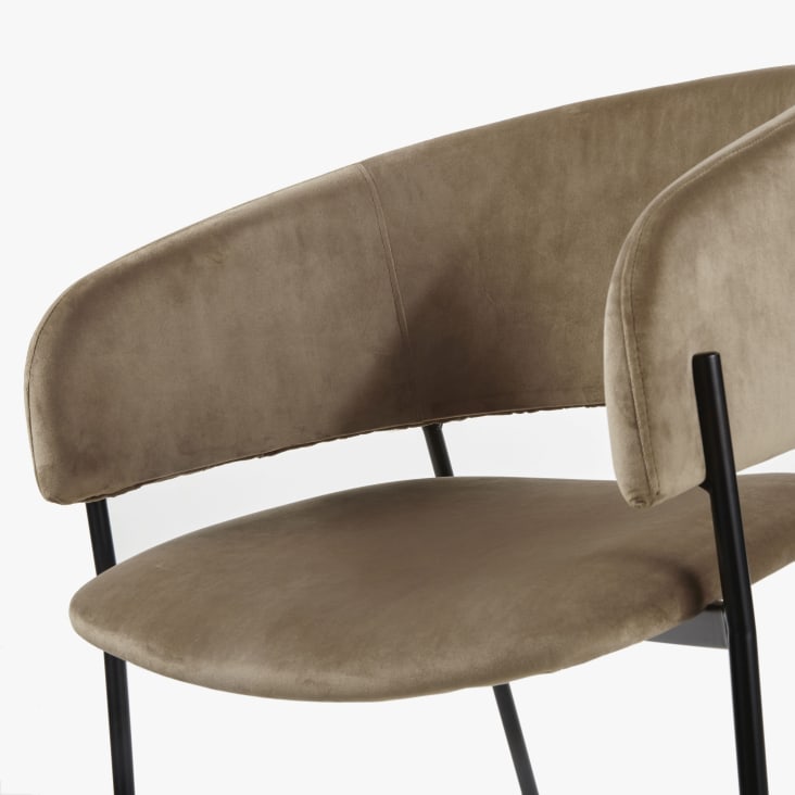 Maisons Du Monde Hug - Silla De Terciopelo Beige Capuchino Con Reposabrazos