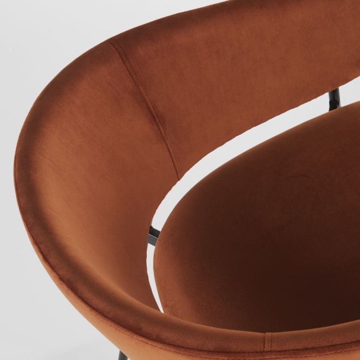 Maisons Du Monde Hug - Silla De Terciopelo Naranja Tostado Con Reposabrazos