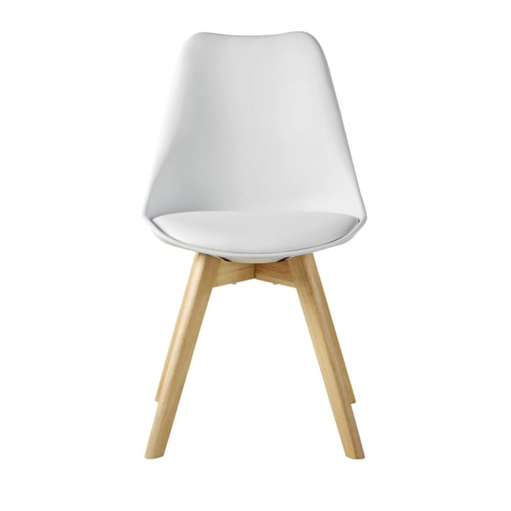 Maisons Du Monde Ice - Silla De Estilo Escandinavo De Polipropileno Blanco Brillante Y Haya