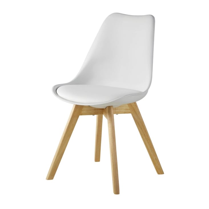 Maisons du Monde Ice - Silla de estilo escandinavo de polipropileno blanco brillante y haya