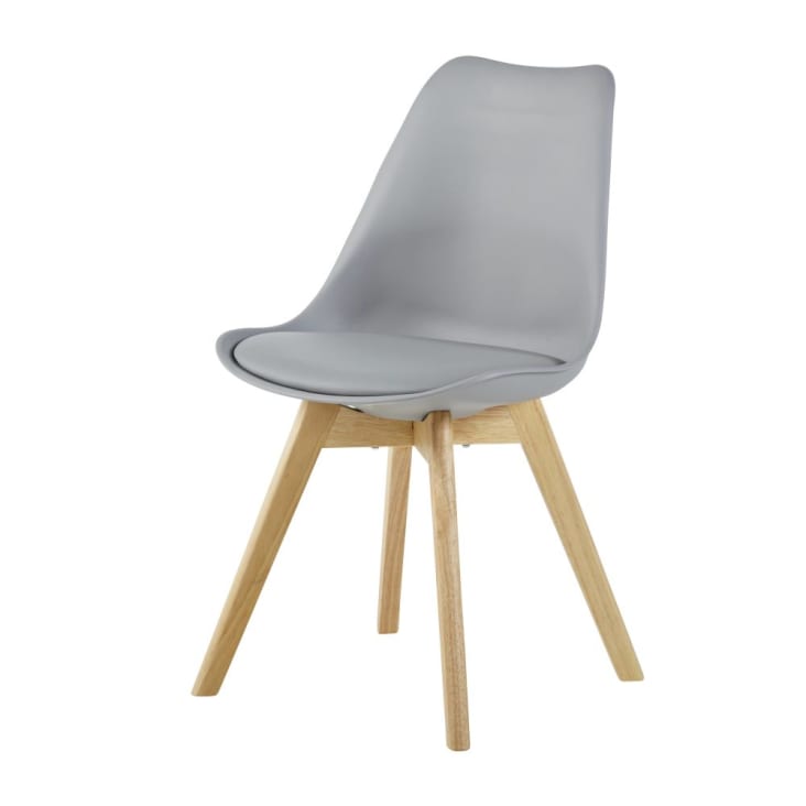Maisons du Monde Ice - Silla de estilo escandinavo gris acero y haya