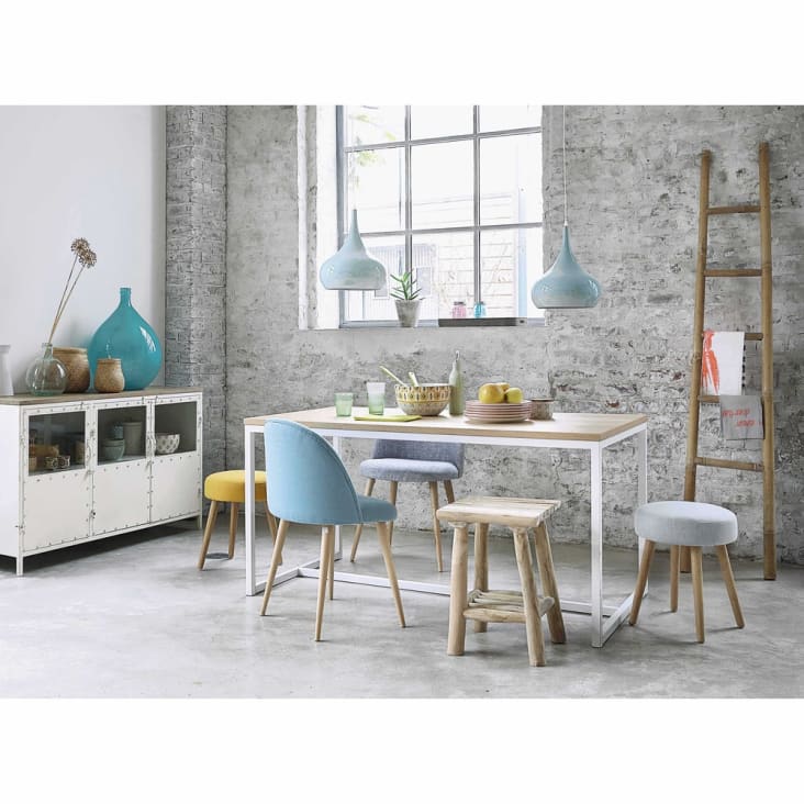 Maisons Du Monde Igloo - Mesa De Comedor De Madera Y Metal Blanca An. 150cm