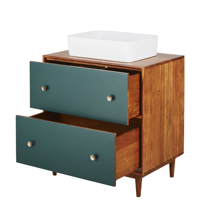 Maisons Du Monde Ikat - Mueble De Baño Con 2 Cajones Marrón Y Verde