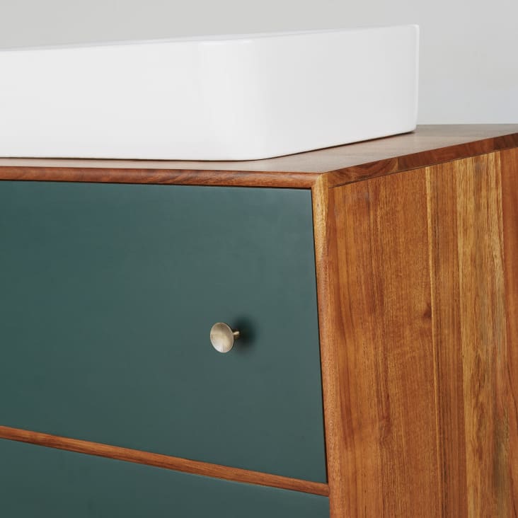 Maisons Du Monde Ikat - Mueble De Baño Con 2 Cajones Marrón Y Verde