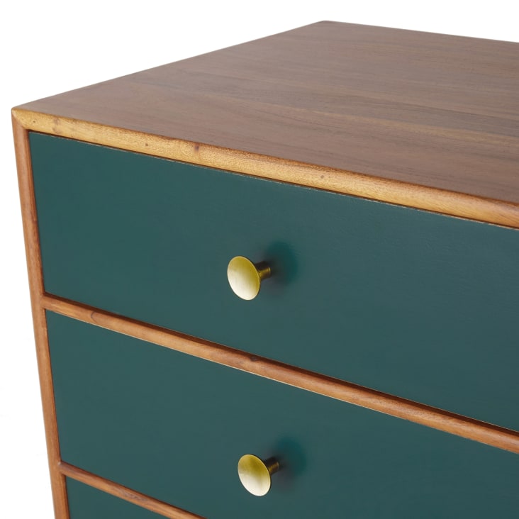 Maisons Du Monde Ikat - Mueble Semanario Con 5 Cajones Verde Y Metal Dorado