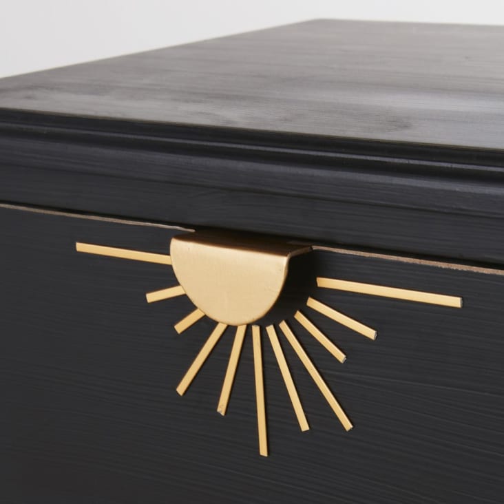 Maisons Du Monde Ilios - Mesita De Noche 2 Cajones Negra Con Metal Dorado