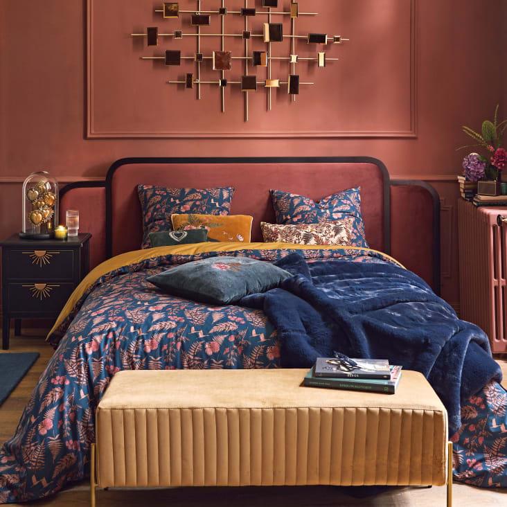 Maisons Du Monde Ilios - Mesita De Noche 2 Cajones Negra Con Metal Dorado