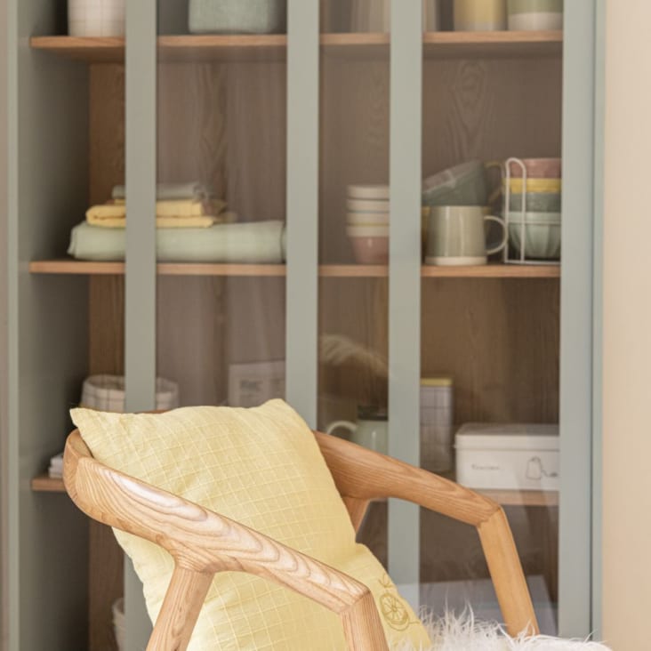 Maisons Du Monde Illa - Vitrina Vintage Con 2 Puertas De Color Gris Azulado