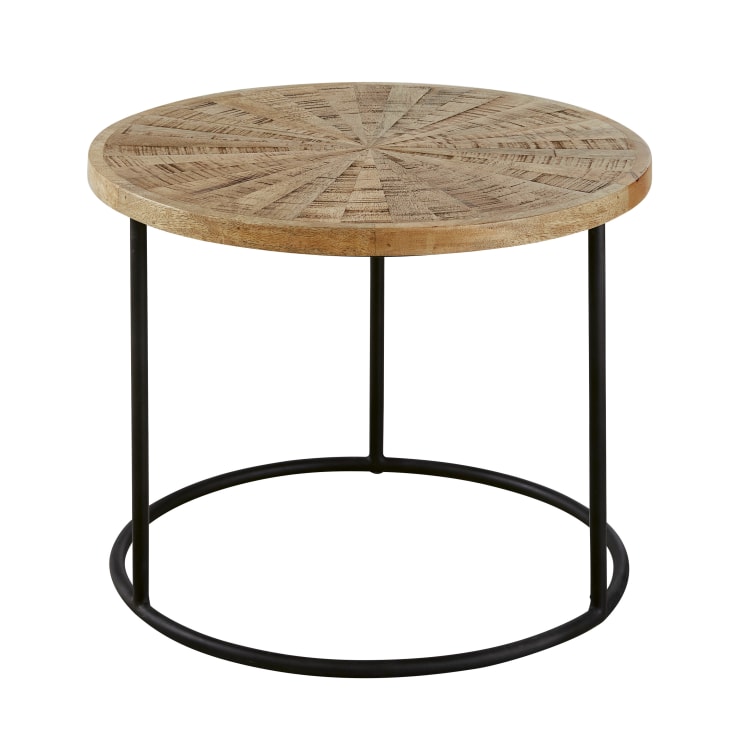 Maisons du Monde Impana - Mesa auxiliar industrial de mango y metal negro