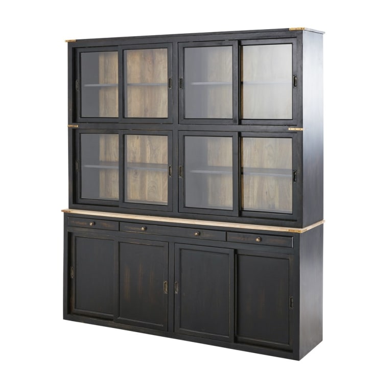 Maisons Du Monde Indies - Alacena Con 12 Puertas Y 3 Cajones De Mango Macizo Negro