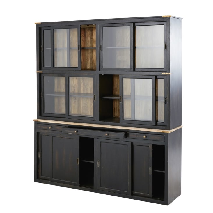 Maisons Du Monde Indies - Alacena Con 12 Puertas Y 3 Cajones De Mango Macizo Negro