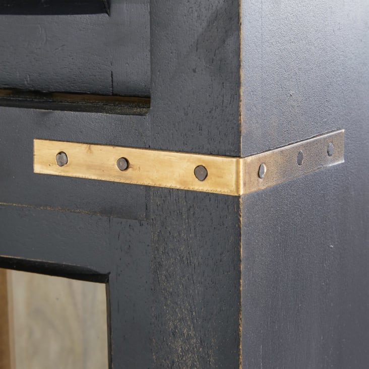 Maisons Du Monde Indies - Alacena Con 12 Puertas Y 3 Cajones De Mango Macizo Negro